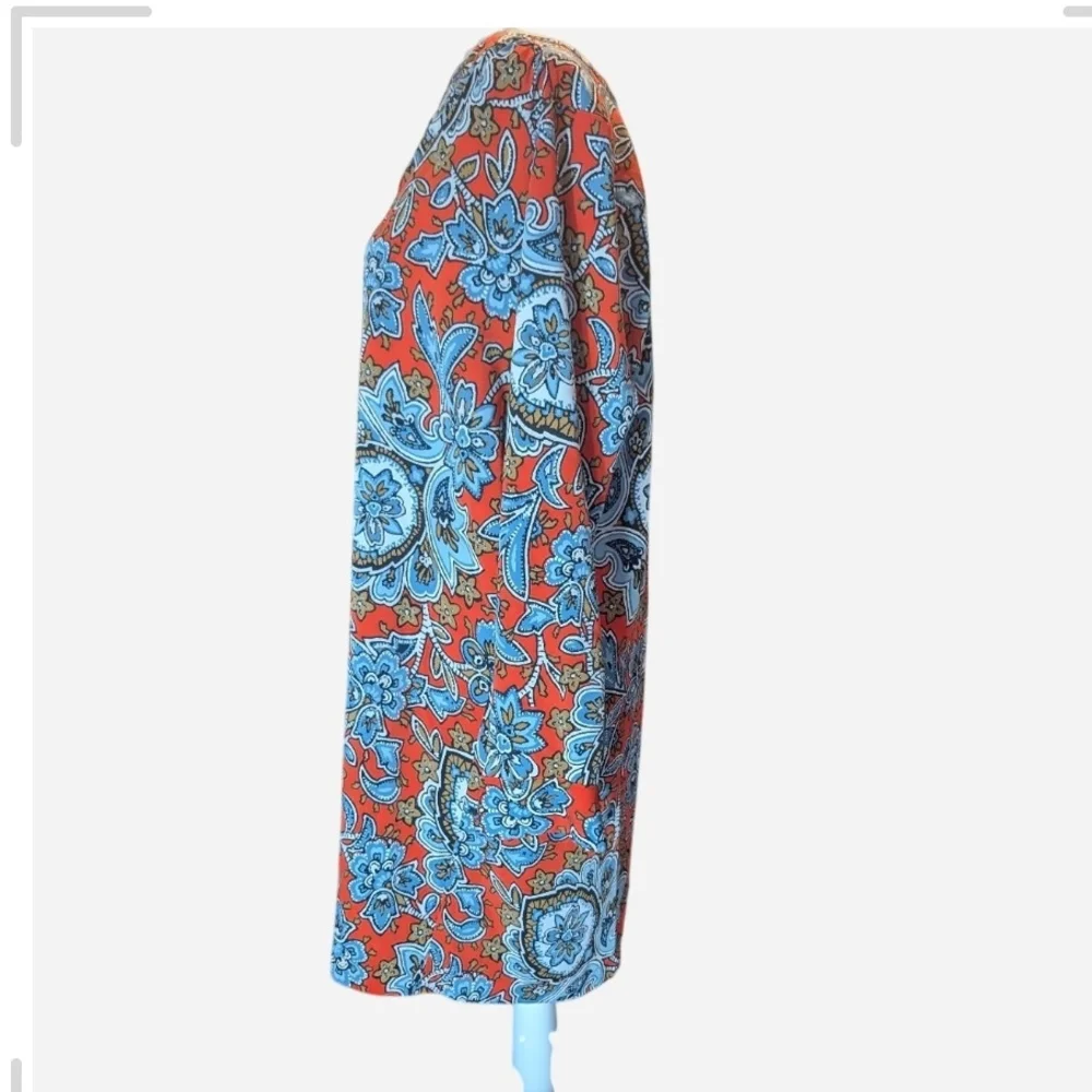 Pre-owned LOFT Red and Blue Patterned Dress - Picture 3 of 9